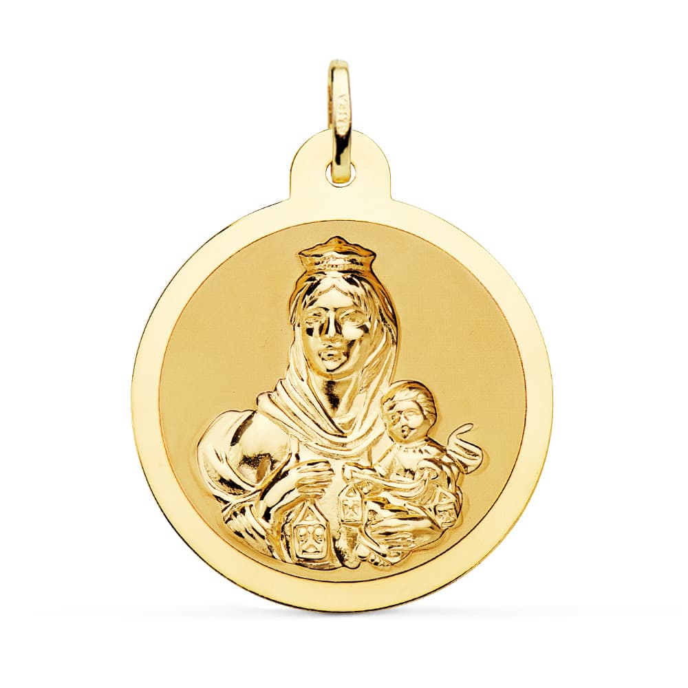 18K Escapular Shine Virgin of Carmen and Heart of Jesus 30 mm