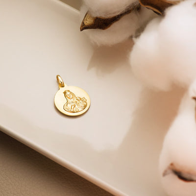 Médaille Lisse Vierge Del Carmen 18K 18 mm