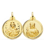 18K Helix Scapular Virgin Carmen and Heart of Jesus 24 mm