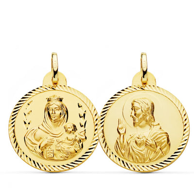 18K Helix Scapular Virgin Carmen and Heart of Jesus 24 mm