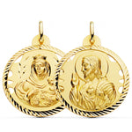 18K Openwork Helix Scapular of the Virgin of Carmen and the Heart of Jesus 30 mm