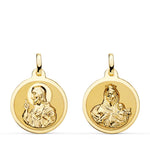 Vierge Scapulaire Brillante 18K de Carmen et Cœur de Jésus 18 mm