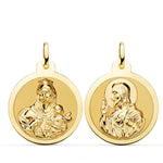 Scapulaire brillant 18K Virgen Del Carmen Coeur de Jésus 24 mm