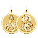 18K Shiny Scapular Virgin of Carmen and Heart of Jesus 30 mm