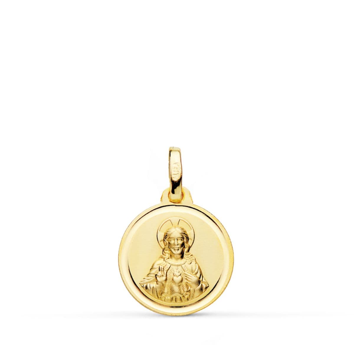18K Medalla Oro Amarillo Virgen Del Carmen Tallada 28 mm