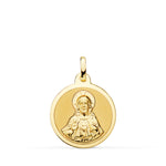 Médaille Or Jaune 18K Sacré Cœur de Jésus Mat et Brillant 18 mm