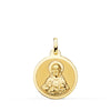 18K Yellow Gold Scapular Virgin of Carmen and Heart of Jesus in Shine 18 mm