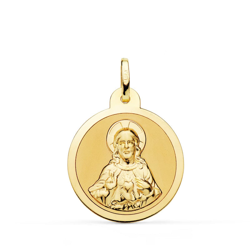18K Scapular of the Virgin of Carmen and the Heart of Jesus in Glossy 22 mm