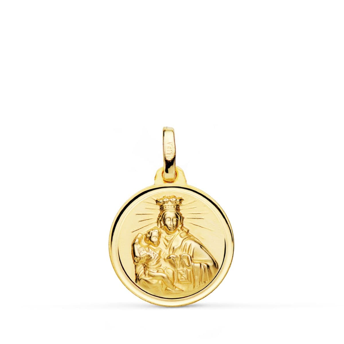 18K Medalla Oro Amarillo Cristo Sagrado Corazon De Jesus Tallada 20 mm