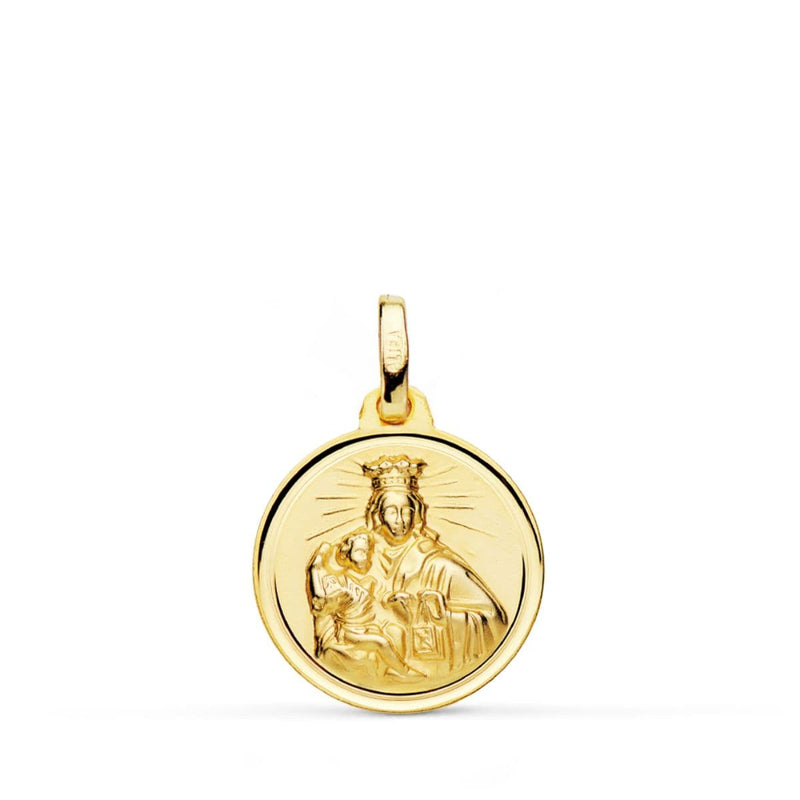 18K Medalla Oro Amarillo Cristo Sagrado Corazon De Jesus Tallada 20 mm
