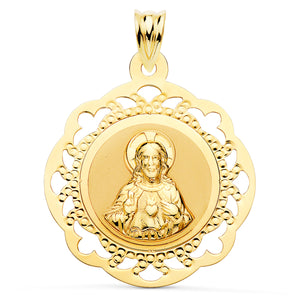 18K Medalla Oro Amarillo Virgen Maria Del Carmen Bisel 18 mm
