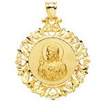 18K Medal Scapular Circle Heart of Jesus YV Carmen 45x40 mm