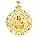 18K Medal Scapular Circle Heart of Jesus YV Carmen 45x40 mm