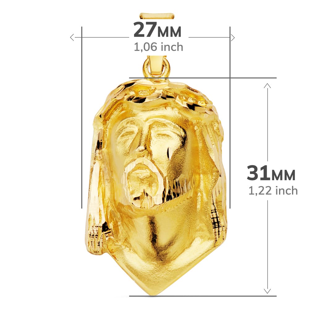 18K Christ Head Tear 28x17 mm