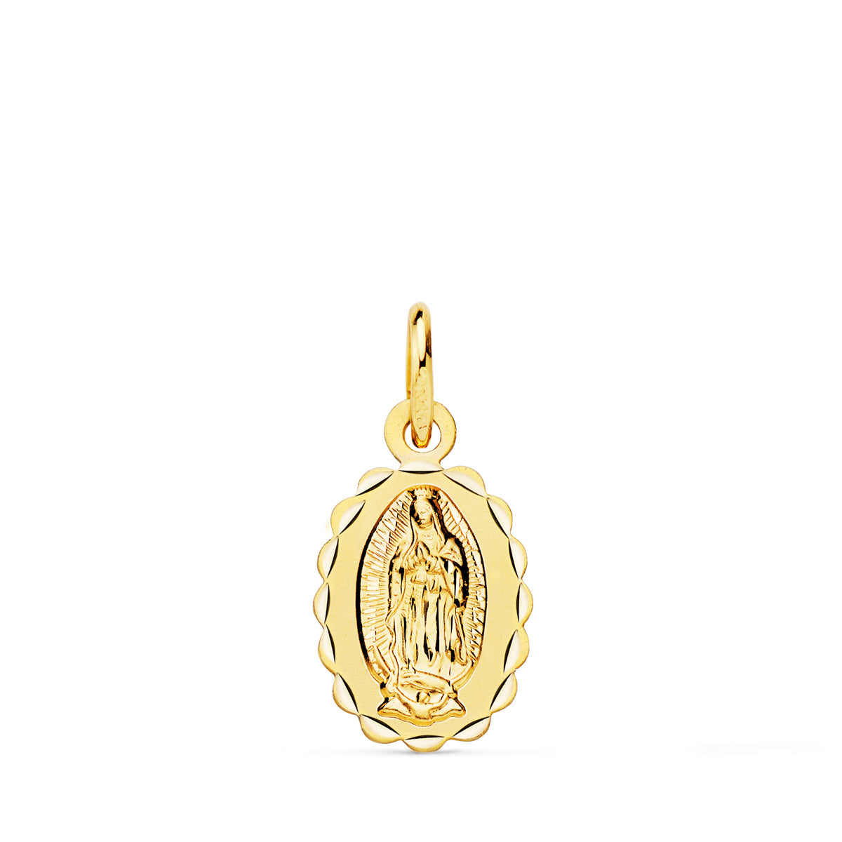 18K Medal Virgin of Guadalupe Oval Classic Size 12 x 9 mm