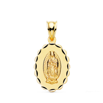 18K Virgin of Guadalupe Medal Classic Size Oval 21x15 mm