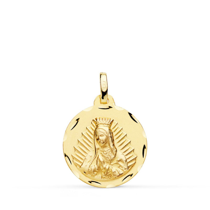 Médaille Vierge de Guadalupe En Or Jaune 18 Carats Sculptée 18 Mm