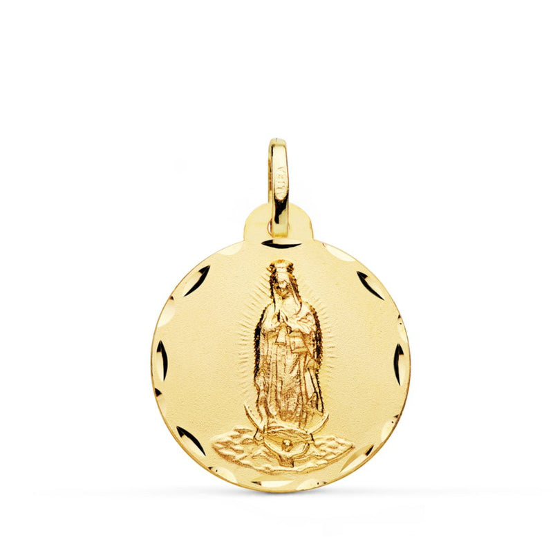 Médaille Vierge de Guadalupe en Or Jaune 18 Carats Sculptée 22 mm