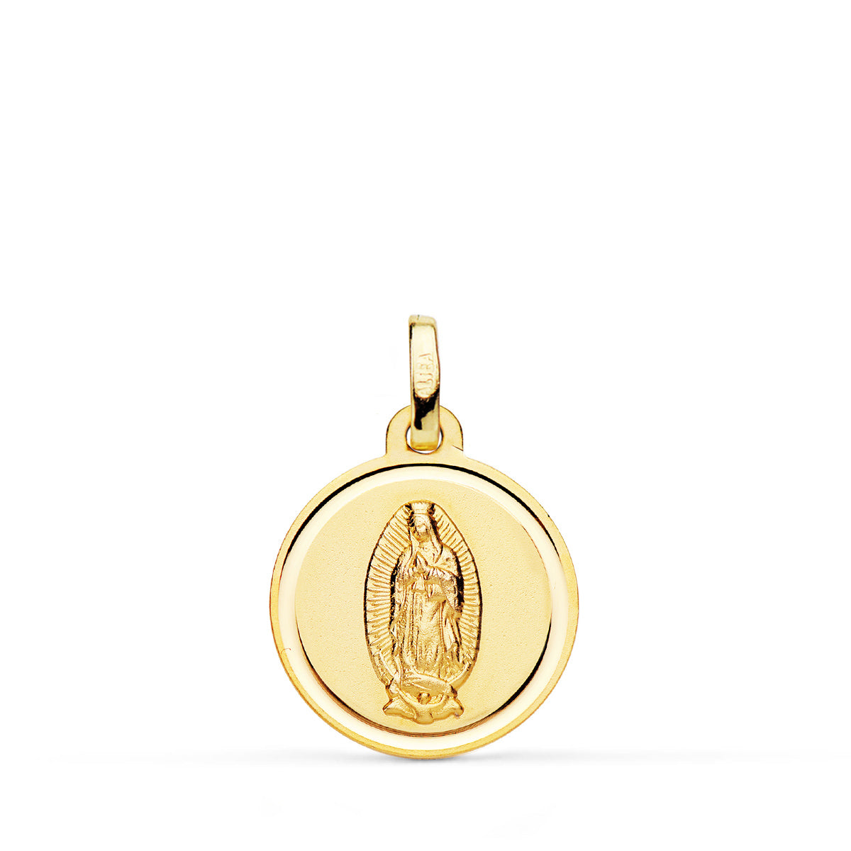 18K Yellow Gold Medal Virgin of Guadalupe Bezel 16 Mm
