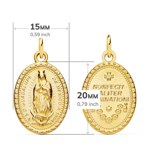 Scapulaire Vierge de Guadalupe 18K 23x15 mm