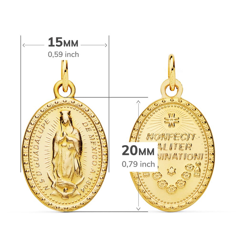 18K Escapulario Virgen De Guadalupe 23x15 mm