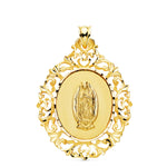 Médaille Vierge Guadalupe Or Jaune 18 Carats Cadre Filigrane 39x30 mm