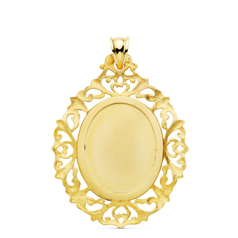 Médaille Vierge Guadalupe Or Jaune 18 Carats Cadre Filigrane 39x30 mm