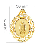 Médaille Vierge Guadalupe Or Jaune 18 Carats Cadre Filigrane 39x30 mm