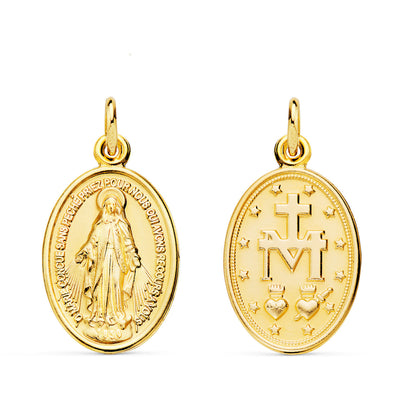18K Miraculous Virgin Scapular Oval 20 x 14 mm