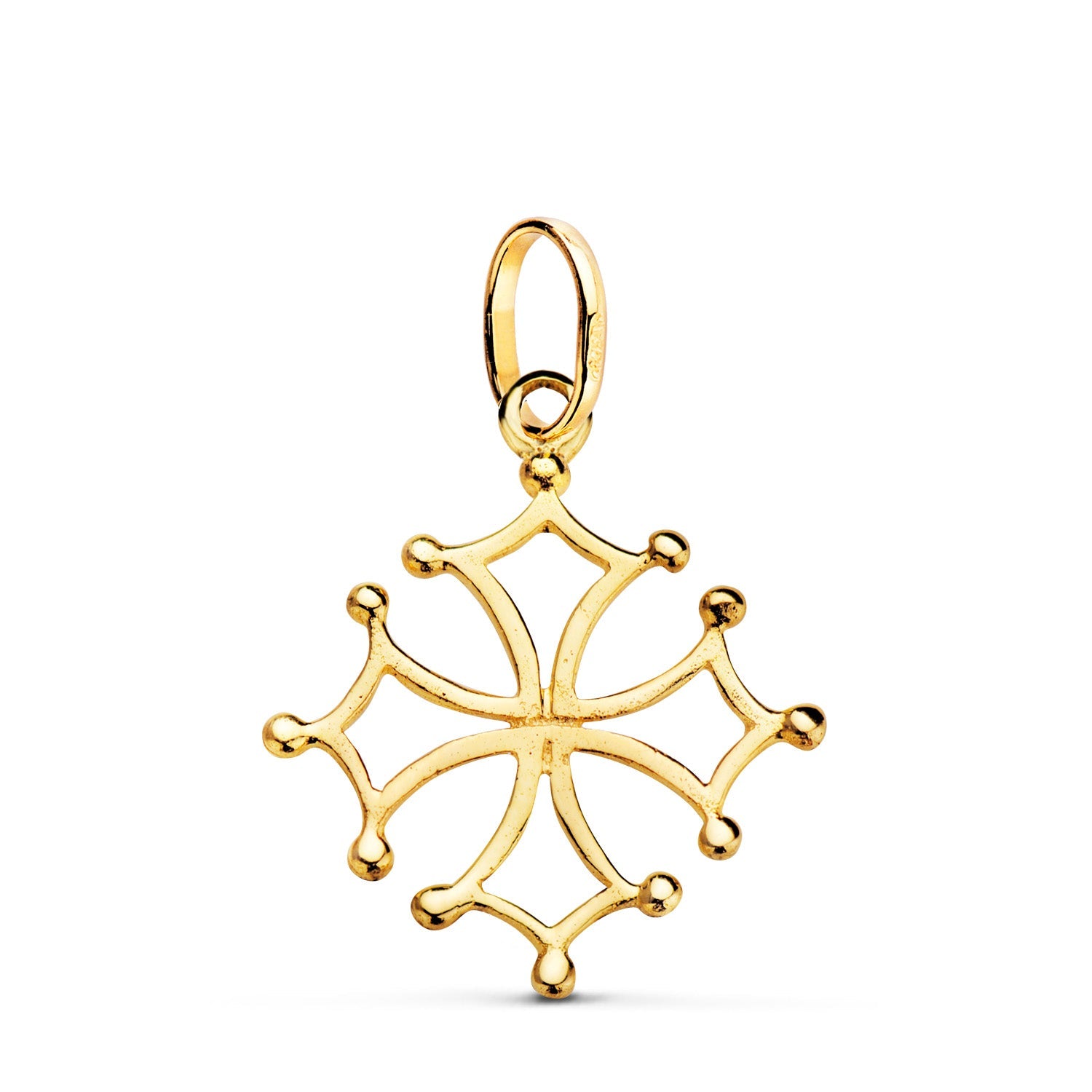 18K Cross of Occitania Yellow Gold. 23 x 21 mm