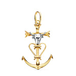 18K Cruz De La Camarga Oro Bicolor Con Cabeza De Toro. 32 x 20 mm