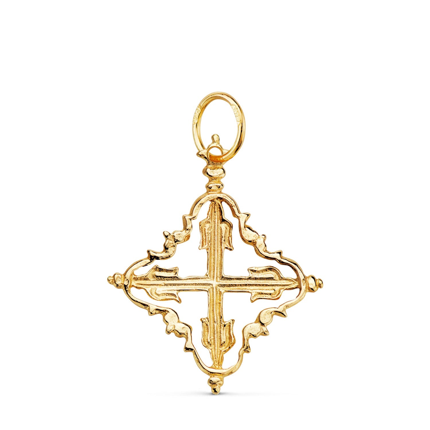 18K Yellow Gold Pendant Mallorcan Cross 26 x 22 mm