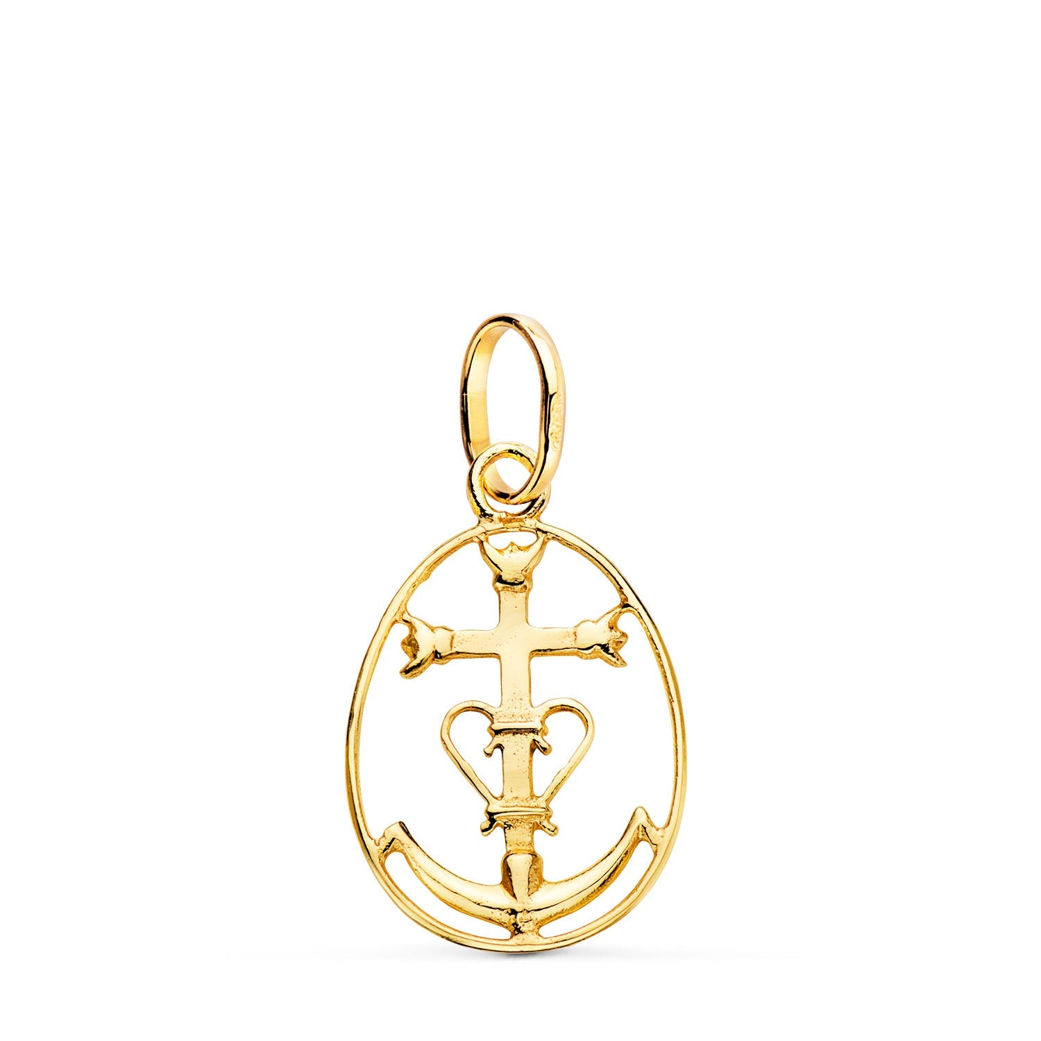 18K Yellow Gold Pendant Camargue Cross With Frame. 22 x 14 mm