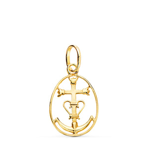 18K Yellow Gold Pendant Cross of the Camargue with Frame. 22 x 14 mm