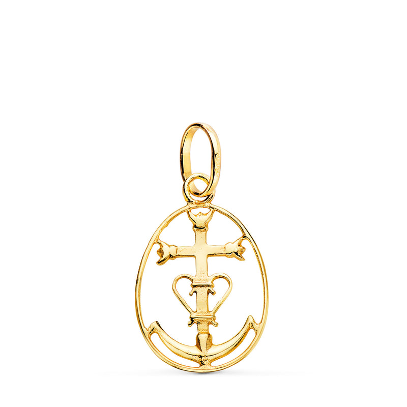 18K Yellow Gold Camargue Cross Pendant with Frame. 22x14mm