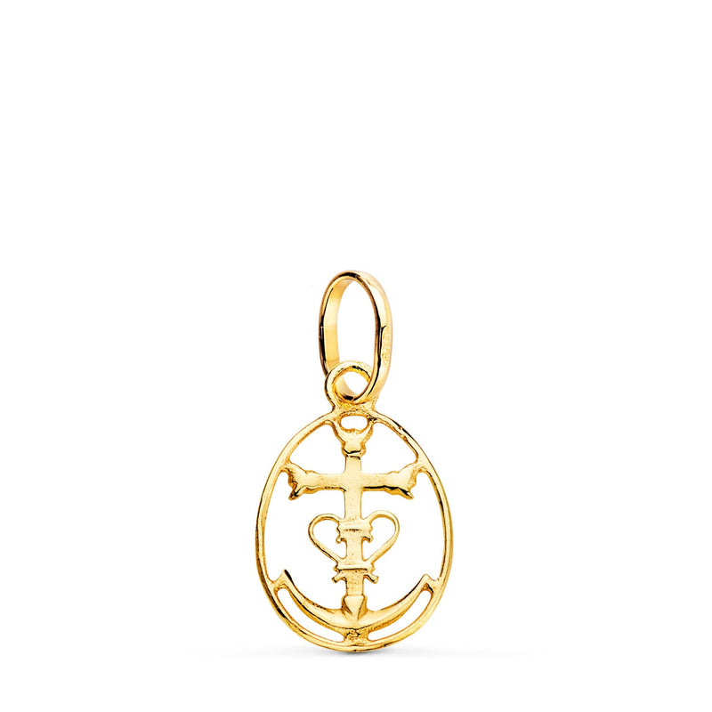 18K Yellow Gold Pendant Cross of the Camargue with Frame. 18 x 12 mm