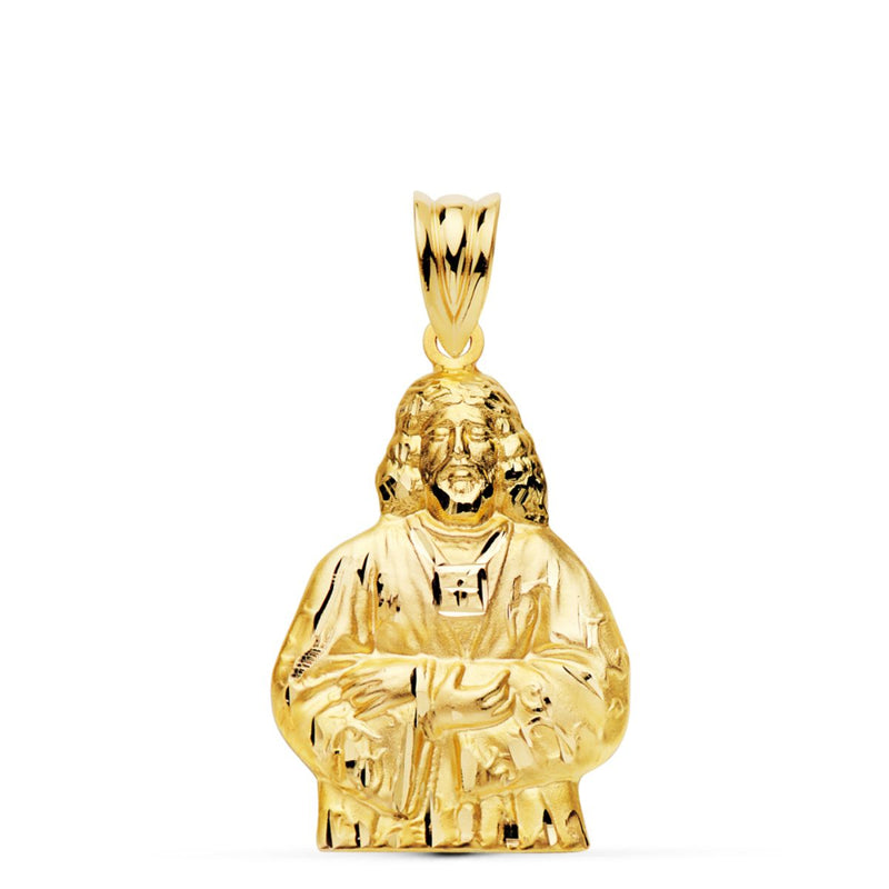 18K Yellow Gold Pendant Christ Medinaceli Silhouette. 27 x 17 mm