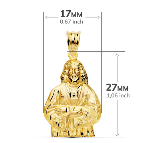 18K Yellow Gold Christ Medinaceli Silhouette Pendant. 27x17mm