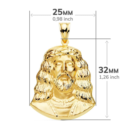 18K Christ of Medinaceli Face Pendant. 32x25mm