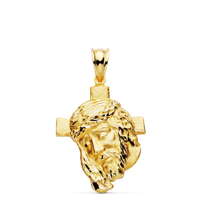 18K Christ Head Cross 31x21 mm