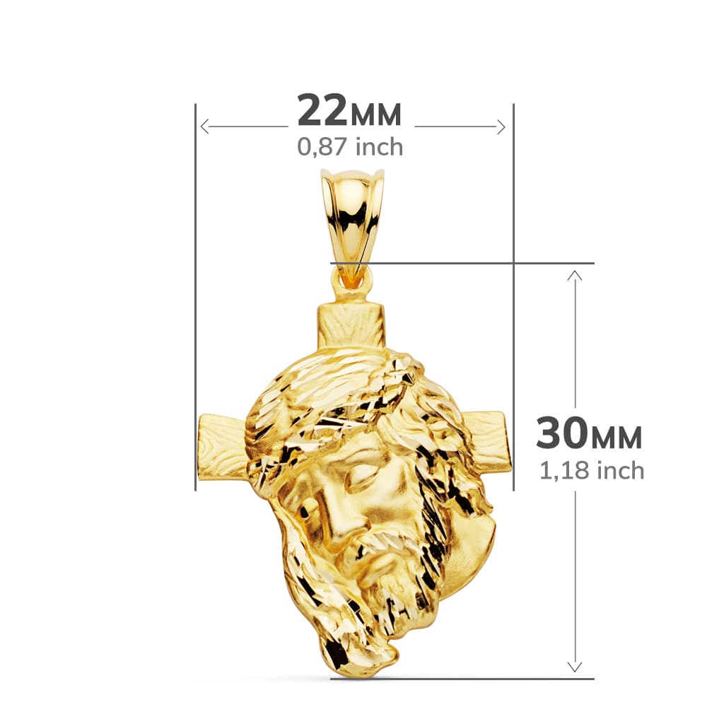 18K Christ Head Cross 31x21 mm