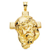 18K Cabeza De Cristo Con Cruz Tallada 40x30 mm