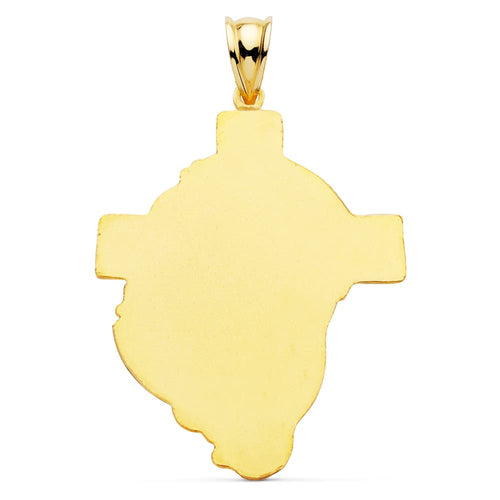 18K Christ Head with Carved Cross 40x30 mm