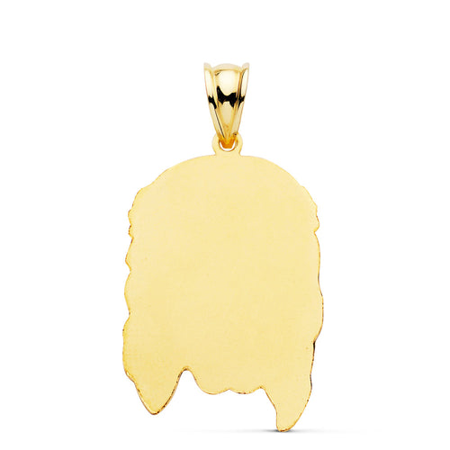 18K Yellow Gold Stamped Christ Head Pendant. 30x19 mm