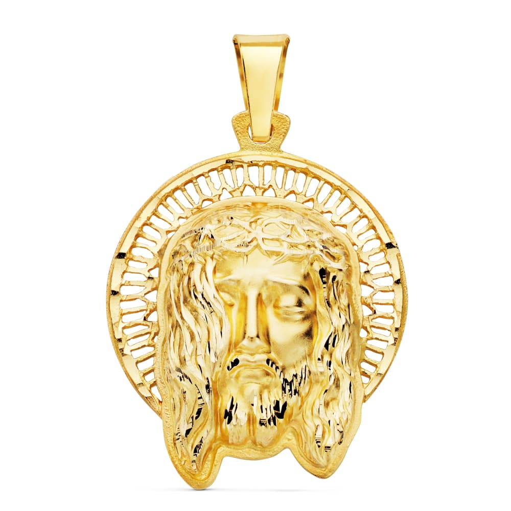 Pendentif tête du Christ en or 18K orle 29x25 mm