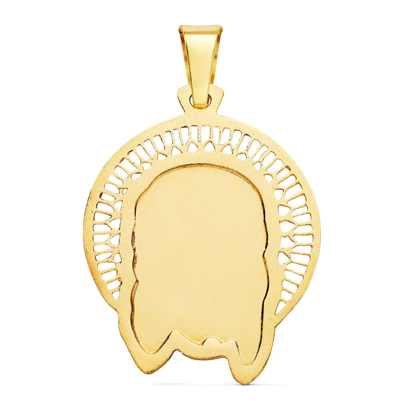 18K Christ Head Pendant Border 29x25 mm