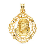 18K Yellow Gold Stamped Cerco Christ Pendant. 32x29mm