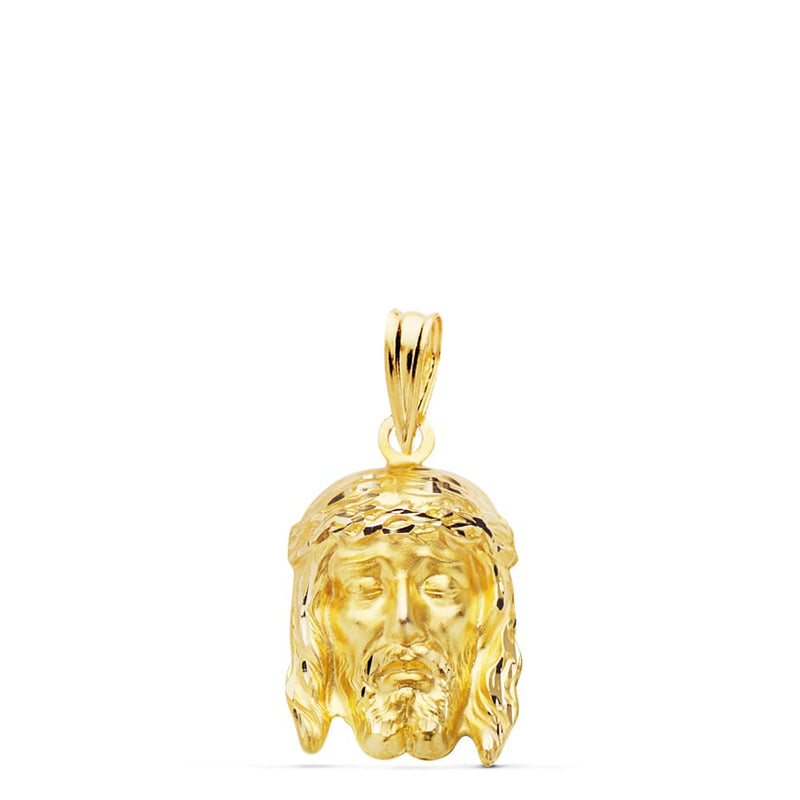 18K Stamped Christ of the Good Death Pendant. 19x12 mm