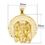 Pendentif 18K Tête de Christ Bordure 31x31 mm