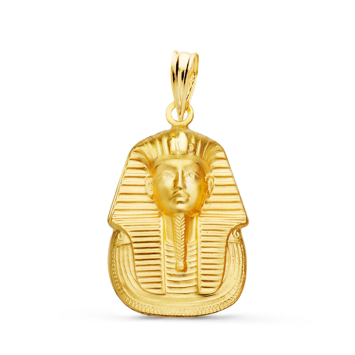 18K Yellow Gold Matte Tutankhamun Pendant. 20x14 mm